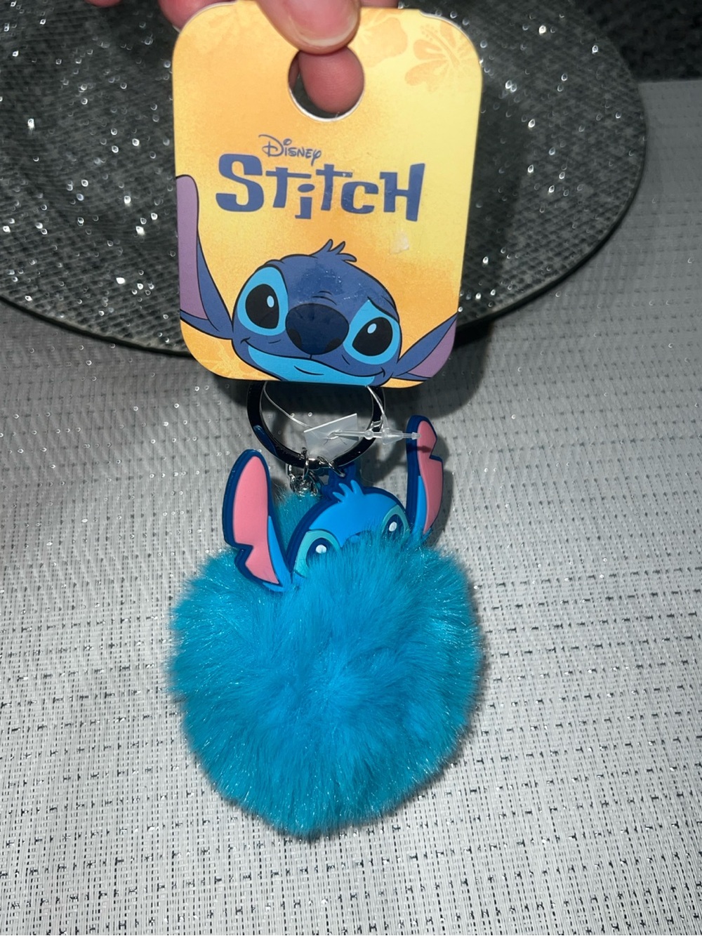 Disney Stitch Fluffy Plush Keychain Bag Charm NWT